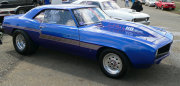 BLUE CAMARO WITH PINK PINSTRIPES